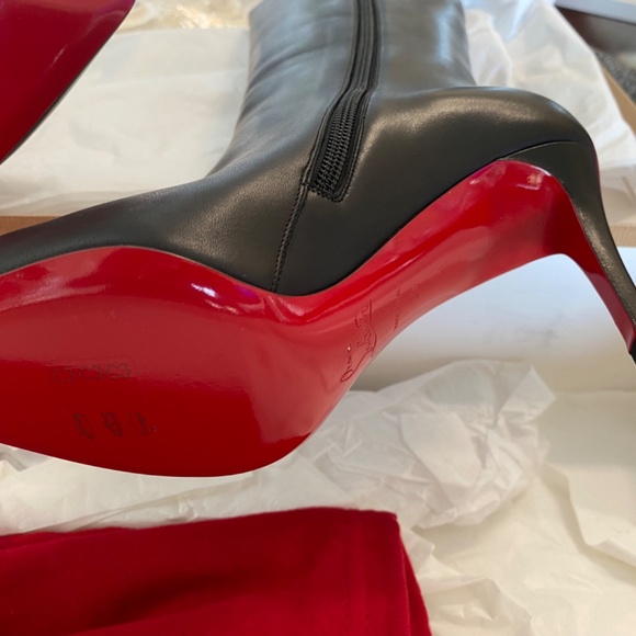 CV Pigalle Botta 85 Calf VIP Red Bottom Black Boots - Picture 5 of 7